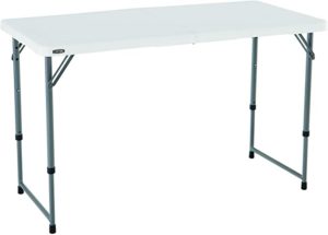Lifetime Height Adjustable Craft Camping and Utility Folding Table 4 ft White Granite