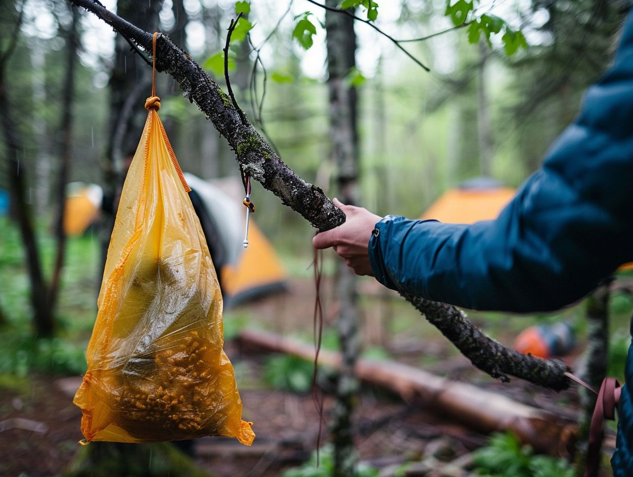 What are some important steps to secure food from wildlife while camping?