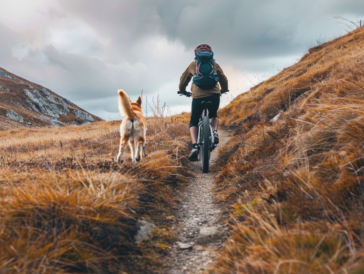 What are some general tips for mountain biking with your dog?